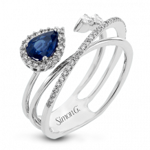 Simon G. Color Ring 18k Gold (White) 0.42 ct Sapphire 0.32 ct Diamond - LR2266-18K-S
