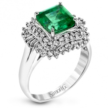 Simon G. Color Ring Platinum (White) 2.04 ct Emerald 0.5 ct Diamond - LR2161-PT-S