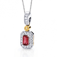 Simon G. Color Pendant 18k Gold (White, Yellow) 0.5 ct Ruby 0.14 ct Diamond - MP1300-18K-S