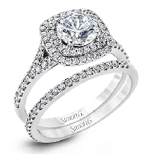 Simon G. 0.63 ctw Bridal Set 18k White Gold Round Cut Engagement Ring - MR2459-W-18KSET