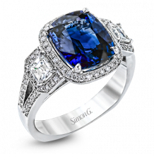 Simon G. Color Ring 18k Gold (White) 4.48 ct Sapphire 0.94 ct Diamond - TR540-18K-S