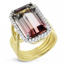 Simon G. Color Ring 18k Gold (White, Yellow) 9.24 ct Watermelon Tourmaline 0.36 ct Diamond - LR2786-18K