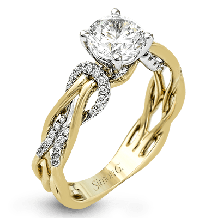 Simon G. 0.17 ctw Criss Cross 18k Two Tone Gold Round Cut Engagement Ring - MR2514-2T-18KS