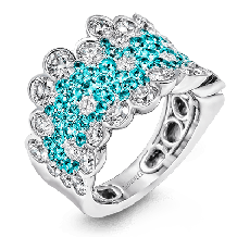 Simon G. Color Ring 18k Gold (White) 1.43 ct Paraiba Tourmaline 2.96 ct Diamond - LP2269-18K