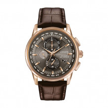CITIZEN Eco-Drive Sport Luxury World Chrono Mens Watch Stainless Steel - AT8113-04H