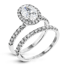 Simon G. 0.72 ctw Bridal Set 18k White Gold Oval Cut Engagement Ring - MR2905-W-18KSET