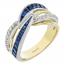 Simon G. Color Ring 18k Gold (White, Yellow) 1.46 ct Sapphire 0.25 ct Diamond - LR2935-18K