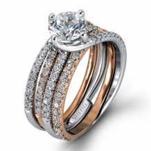 Simon G. Bridal Set Platinum Two Tone Round Cut Engagement Ring - MR1908-A-WR-PLSET