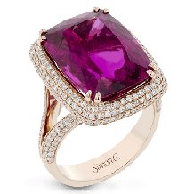 Simon G. Color Ring 18k Gold (Rose) 11.71 ct Rubellite 1.04 ct Diamond - LR1135-18K-S