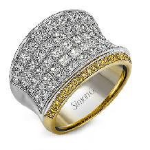 Simon G. Right Hand Ring Platinum (White, Yellow) 4.58 ct Diamond - MR1720-PT-18KWY