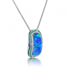 Simon G. Color Pendant 18k Gold (White) 1.2 ct Emerald, Sapphire 0.45 ct Diamond - LP4844-18KW