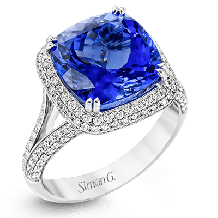 Simon G. Color Ring 18k Gold (White) 5.34 ct Sapphire 0.68 ct Diamond - MR2345-18K-S