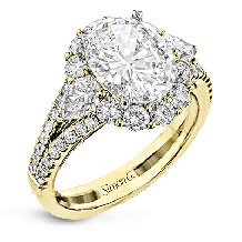 Simon G. Halo 18k Yellow Gold Oval Cut Engagement Ring - LR1096-A-Y-18KS
