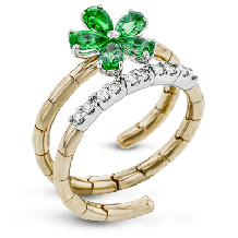 Simon G. Color Ring 18k Gold (Rose, White) 0.85 ct Emerald 0.15 ct Diamond - LR1208-18K
