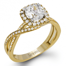 Simon G. Criss Cross 18k Yellow Gold Round Cut Engagement Ring - MR1394-A-Y-18KS