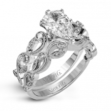 Simon G. 0.28 ctw Bridal Set 18k White Gold Pear Cut Engagement Ring - TR473-PR-W-18KSET