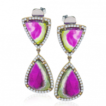 Simon G. Color Earring 18k Gold (Rose) 14.32 ct Watermelon Tourmaline 0.41 ct Diamond - LE4654-18KR