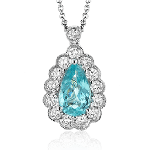 Simon G. Color Pendant 18k Gold (White) 0.8 ct Paraiba Tourmaline 0.46 ct Diamond - MP1844-18K-S