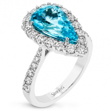 Simon G. Color Ring 18k Gold (White) 3.44 ct Paraiba Tourmaline 1.09 ct Diamond - LR2508-18K