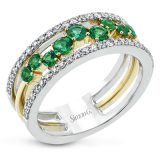 Simon G. Color Ring 18k Gold (White, Yellow) 0.45 ct Emerald 0.38 ct Diamond - LR2303-Y-18K photo
