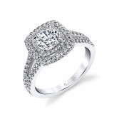 0.46tw Semi-Mount Engagement Ring With 1ct Round/Cushion Halo - s1390 rch photo