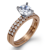 Simon G. 0.58 ctw Bridal Set 18k Rose Gold Round Cut Engagement Ring - MR1686-R-18KSET photo