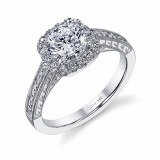 0.30tw Semi-Mount Engagement Ring With 1ct Round Head - sy984 photo