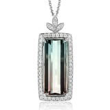 Simon G. Color Pendant 18k Gold (White) 4.62 ct Watermelon Tourmaline 0.3 ct Diamond - LP4500-18K-S photo