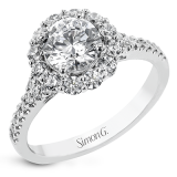 Simon G. 0.73 ctw Halo 18k White Gold Round Cut Engagement Ring - LR2696-W-18KS photo