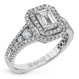 Simon G. 0.75 ctw Halo 18k White Gold Emerald Cut Engagement Ring - MR2590-0-75-W-18KS photo