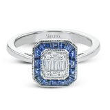 Simon G. Color Ring 18k Gold (White) 0.61 ct Sapphire 0.18 ct Diamond - LR2200-18K photo2
