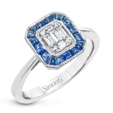 Simon G. Color Ring 18k Gold (White) 0.61 ct Sapphire 0.18 ct Diamond - LR2200-18K photo