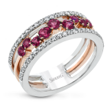 Simon G. Color Ring 18k Gold (Rose, White) 0.65 ct Ruby 0.38 ct Diamond - LR2303-R-18K photo