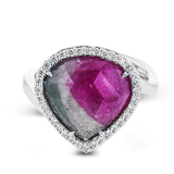 Simon G. Color Ring 18k Gold (White) 5.67 ct Watermelon Tourmaline 0.23 ct Diamond - LR2985-18KW photo3