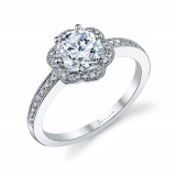 0.20tw Semi-Mount Engagement Ring With 1ct Round Head - s1085 photo