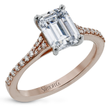 Simon G. Straight 18k Rose Gold Emerald Cut Engagement Ring - LR2507-R-18KS photo
