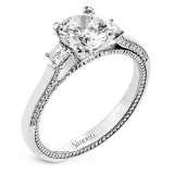 Simon G. Bridal Set 18k White Gold Princess Cut Engagement Ring - LR2149-W-18KS photo