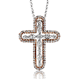 Simon G. Cross Pendant 18k Gold (Rose, White) 0.5 ct Diamond - PP117-18K photo