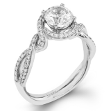 Simon G. Criss Cross 18k White Gold Round Cut Engagement Ring - MR2708-W-18KS photo