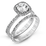 Simon G. 0.46 ctw Bridal Set 18k White Gold Round Cut Engagement Ring - MR1842-A-W-18KSET photo