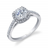 0.41tw Semi-Mount Engagement Ring With 6X5 Cushion Head - sy590 photo
