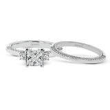Simon G. Bridal Set 18k White Gold Princess Cut Engagement Ring - LR2149-W-18KSET photo3