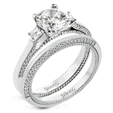 Simon G. Bridal Set 18k White Gold Princess Cut Engagement Ring - LR2149-W-18KSET photo