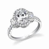 0.66tw Semi-Mount Engagement Ring With 2ct Oval Head - sy596 photo