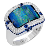 Simon G. Color Ring 18k Gold (White) 9.86 ct Opal, Sapphire 0.57 ct Diamond - LR1011-18K-S photo