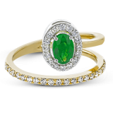 Simon G. Color Ring 18k Gold (White, Yellow) 0.41 ct Emerald 0.33 ct Diamond - LR2336-Y-18K photo2