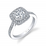 0.42tw Semi-Mount Engagement Ring With 6.5X6.5 Cushion Head - sy865 cu photo