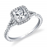 0.39tw Semi-Mount Engagement Ring With 1ct Princess Head - sy595 photo