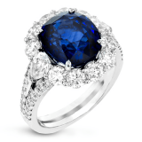 Simon G. Color Ring 18k Gold (White) 6.5 ct Sapphire 2.35 ct Diamond - LR1096-18K-S photo