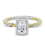 Simon G. Bridal Set 18k Two Tone Gold Emerald Cut Engagement Ring - LR2796-2T-18KS photo2
